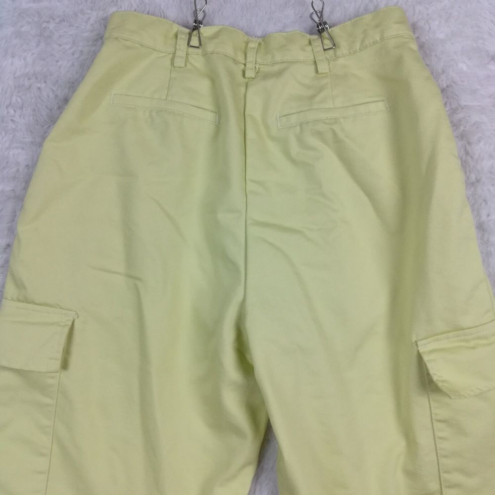 Hunter & Brown Womens Pants Wide Leg Cargo Trouser Yellow Pleated High M‎ New - Picture 9 of 10